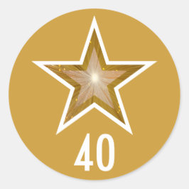 "Gold" Star "40" ("40"), rund Aufkleber gelb