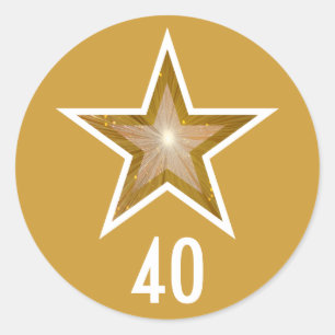 "Gold" Star "40" ("40"), rund Aufkleber gelb