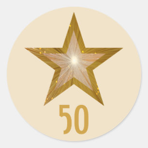 "Gold" Star "50" Rundaufkleber Runder Aufkleber