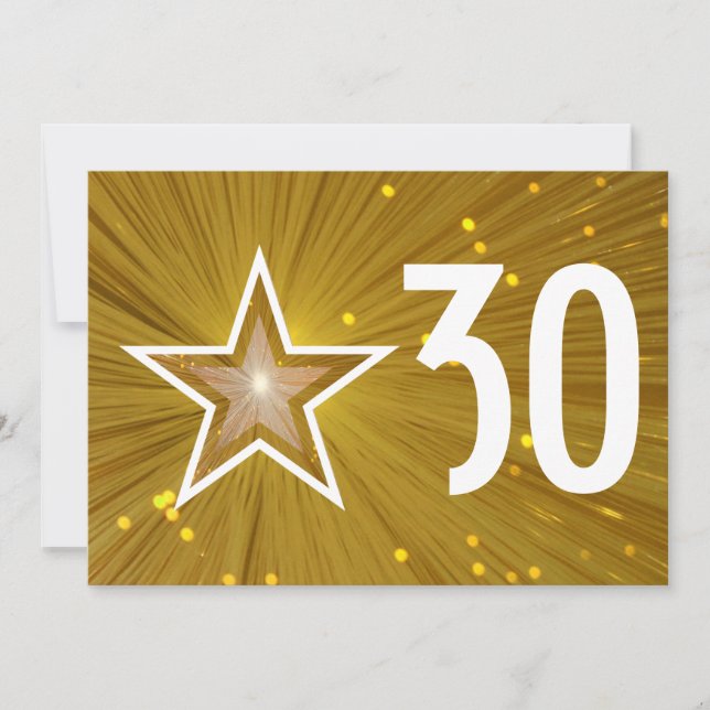 Gold Star "Age" Geburtstag Einladung weiß zurück (Vorderseite)