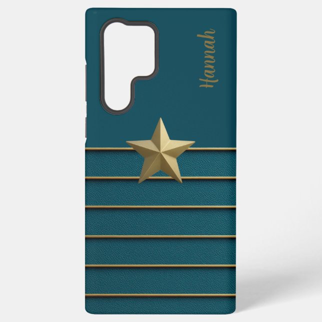 Gold Star auf Aquamarin Samsung Galaxy Hülle (Rückseite)