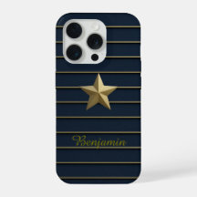 Gold Star auf Navy Blue iPhone 15 Pro Hüllen