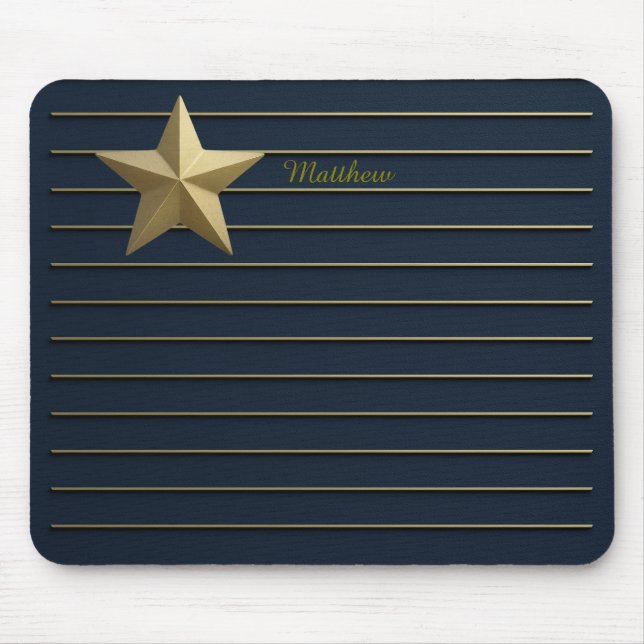 Gold Star auf Navy Blue Mousepad (Vorne)