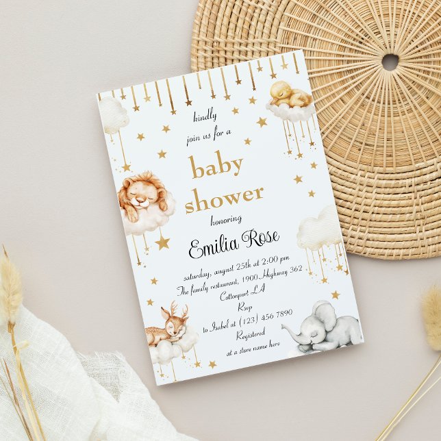 Gold Star Baby Duschschlampe Woodland Tiere Einladung (Von Creator hochgeladen)