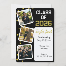 Gold Star Bild bearbeitbare Farbabschlussfeier Einladung