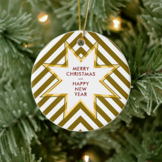 Gold Star Business Firmenlogo Weihnachten Keramik Ornament