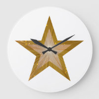 Gold Star Clock Round White