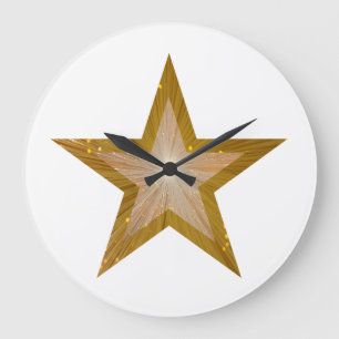 Gold Star Clock Round White Große Wanduhr