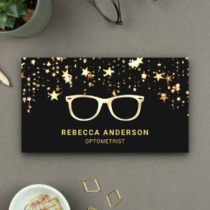 Gold Star Confetti Black Gold Brillen Optiker Visitenkarte
