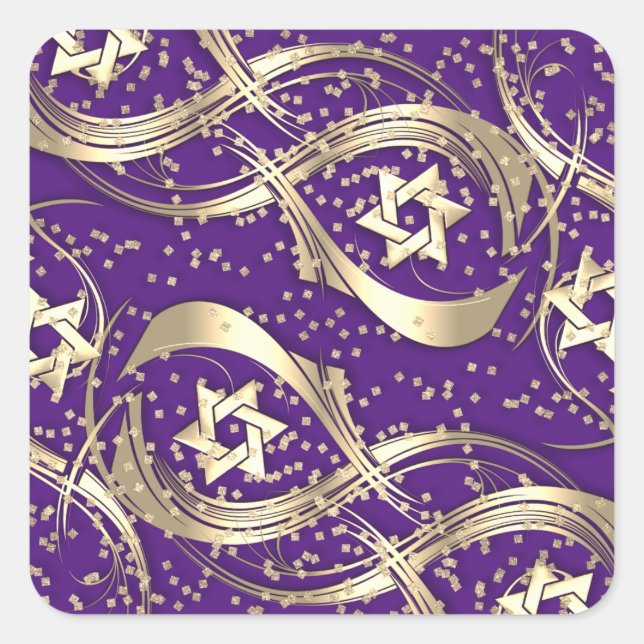 Gold Star Confetti Blüh Quadratischer Aufkleber (Vorderseite)