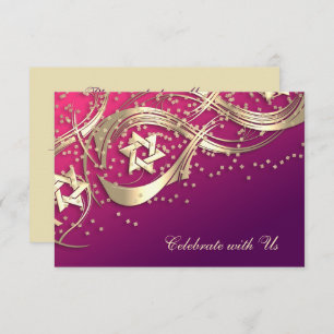 Gold Star Confetti Blühe RSVP Card Rosa Einladung