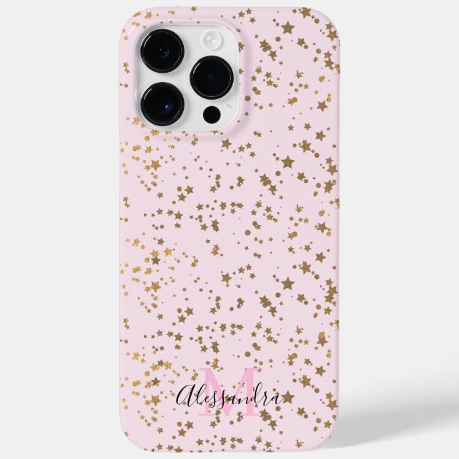 Gold Star Confetti Blush Pink Chic Case-Mate iPhone Hülle (Rückseite)