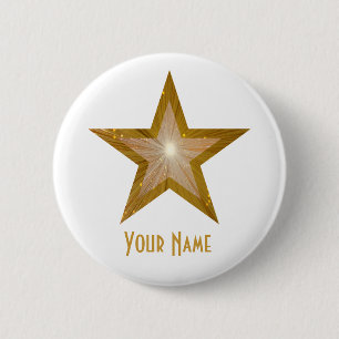 "Gold" Star "Dein Name" Schaltfläche weiß Button