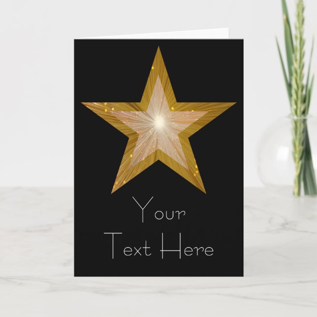 Gold Star "Dein Text" Karte schwarz (Vorderseite)