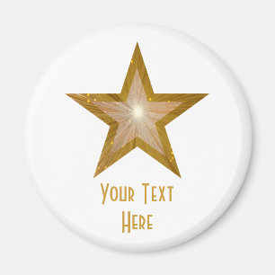 "Gold" Star "Dein Text" Kühlschrankmagnet weiß Magnet