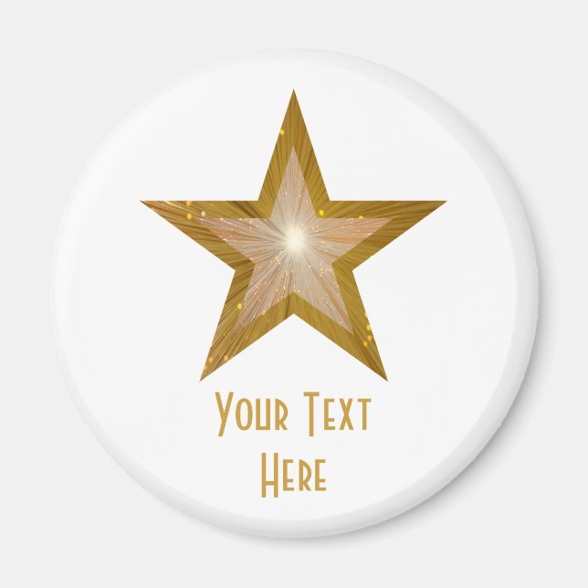 "Gold" Star "Dein Text" Kühlschrankmagnet weiß Magnet (Vorne)