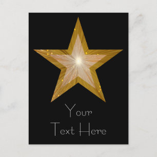 Gold Star "Dein Text" Postkarte schwarz