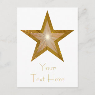 Gold Star "Dein Text" Postkarte weiß