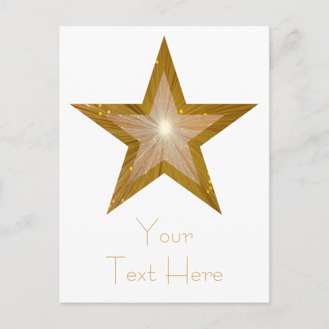 Gold Star "Dein Text" Postkarte weiß (Vorderseite)