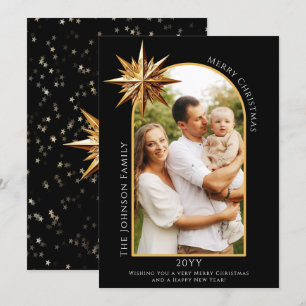 Gold Star der Bethlehem Foto-Karte Feiertagskarte