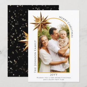 Gold Star der Bethlehem Foto-Karte Feiertagskarte