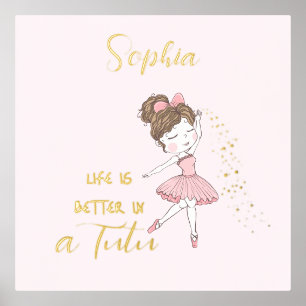 Gold Star Dust Niedlich Pink Ballerina Kinderzimme Foliendrucke