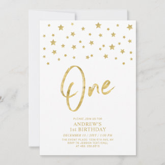 Gold Star | Ein 1. Geburtstag Party Einladung