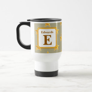 Gold Star Familie Anfangs E Monogramm Reisebecher