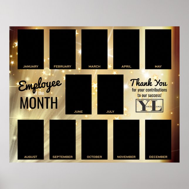 Gold-Star-Foto-Mitarbeiter des Monats Anerkennung Poster (Vorne)