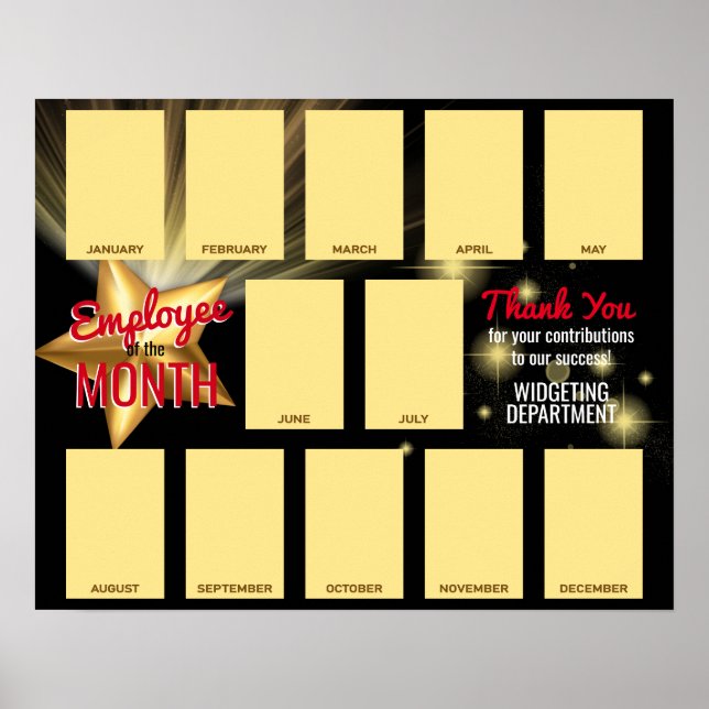 Gold-Star-Foto-Mitarbeiter des Monats Anerkennung Poster (Vorne)
