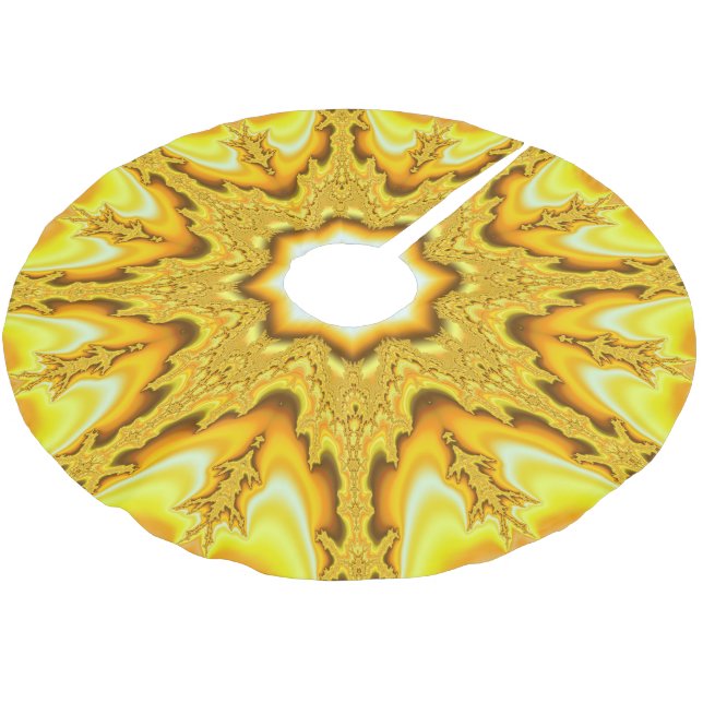 Gold Star Fraktal Tree Skirt Polyester Weihnachtsbaumdecke (Schrägansicht)