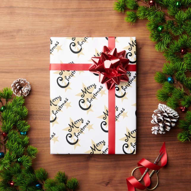Gold Star Frohe Weihnachten Geschenkpapier (Feiertagsgeschenk)