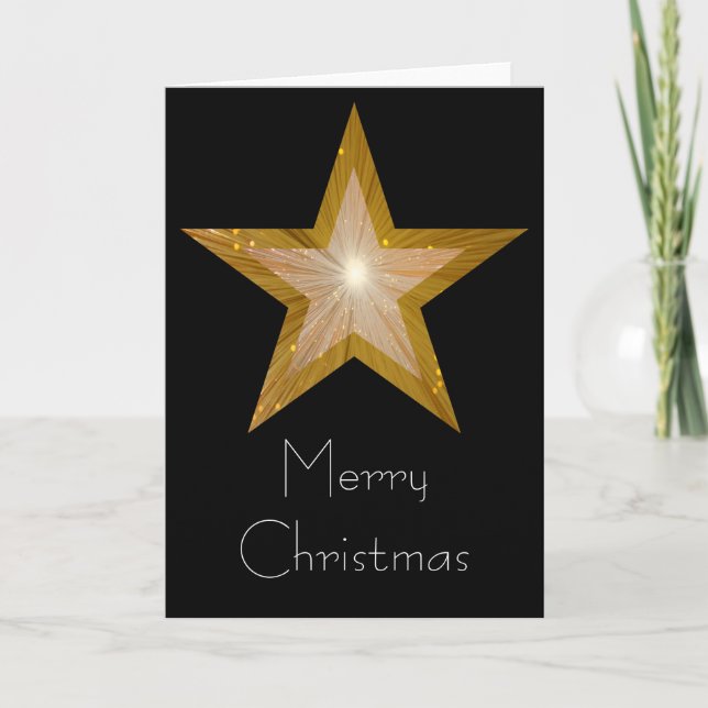 Gold Star "Frohe Weihnachten" Karte schwarz (Vorderseite)