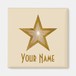 "Gold" Star "Ihr Name" Kühlschrankmagnet-Creme Magnet