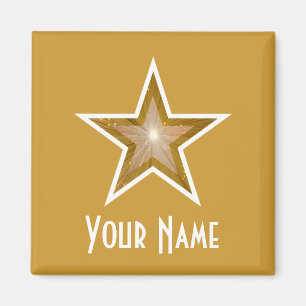 "Gold" Star "Ihr Name" Kühlschrankmagnet Gold Magnet