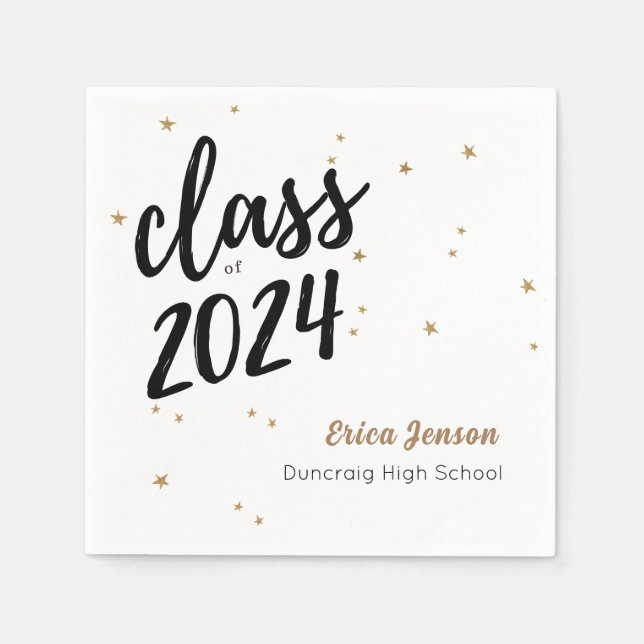 Gold Star Individuelle Name Graduation Party Napki Serviette (Vorderseite)