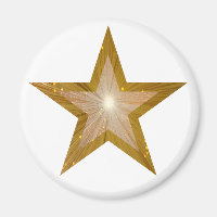 Gold Star Kühlschrankmagnet rund weiß