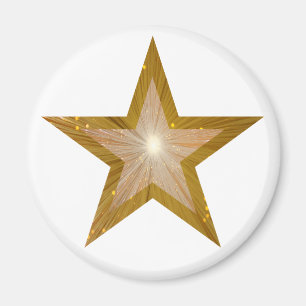 Gold Star Kühlschrankmagnet rund weiß Magnet