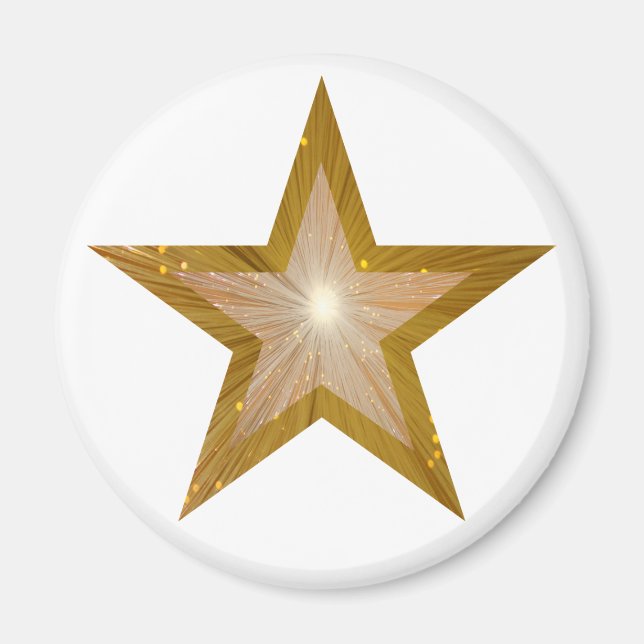 Gold Star Kühlschrankmagnet rund weiß Magnet (Vorne)
