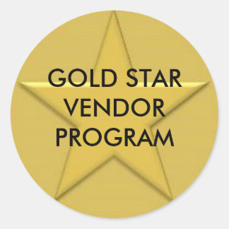 Gold-Star-Logo, GOLD STAR-VERANSTALTUNGSPROGRAMM Runder Aufkleber