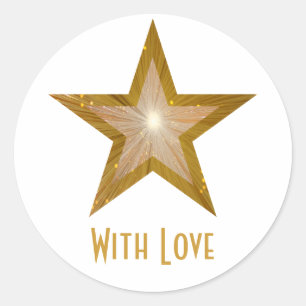 Gold Star "Mit Liebe" Rundaufkleber weiß Runder Aufkleber