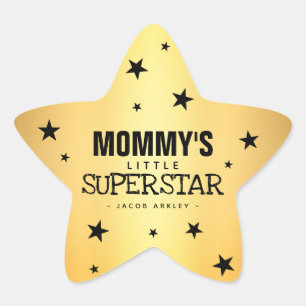Gold Star Mommy's Little Superstar   Name Stern-Aufkleber