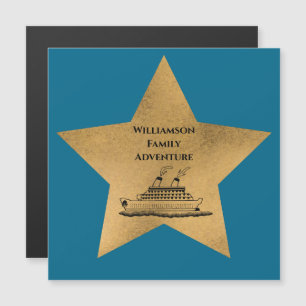 Gold Star Monogram Cruise Ship Door Finder Blau Magnetkarte