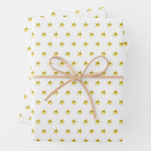Gold-Star-Muster metallisch stilvoll Geschenkpapier Set