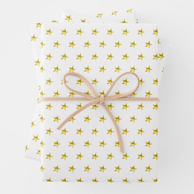 Gold-Star-Muster metallisch stilvoll Geschenkpapier Set (Beispiel)