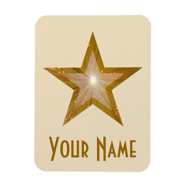 "Gold" Star "Name" flexible Magnetcreme Magnet (Vertikal)