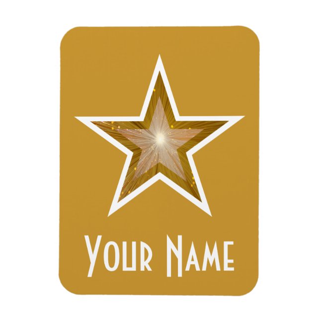 "Gold" Star "Name" flexibler Magnet Gold (Vertikal)