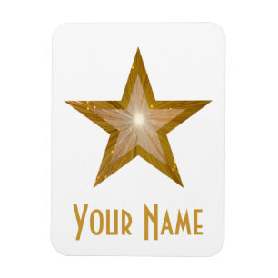 "Gold" Star "Name" flexibler Magnet weiß