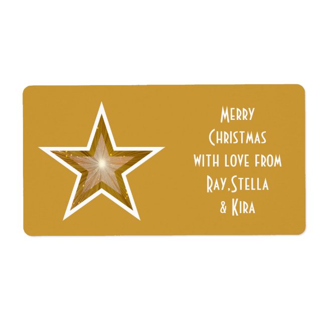 Gold-Star "Names" Geschenketikett Großgold (Vorne)