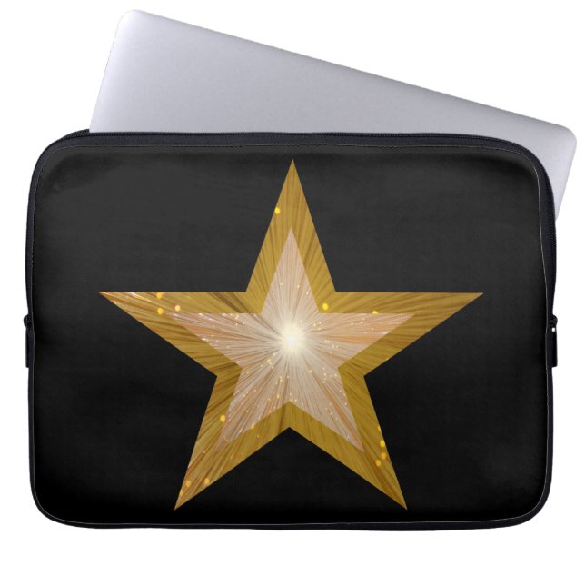 "Gold" Star Neopren Notebook-Ärmel 13" schwarz Laptopschutzhülle (Vorderseite)